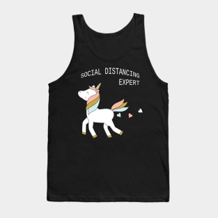 Unicorn - social distancing, white text Tank Top